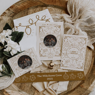 Invitations En Acrylique Élégant Gold Line Art Noël