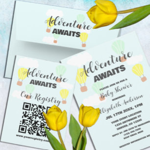 Invitation Baby shower neutre pour le sexe du ballon à air ch