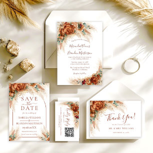 Save The Date Élégante calligraphie florale boho photo mariage