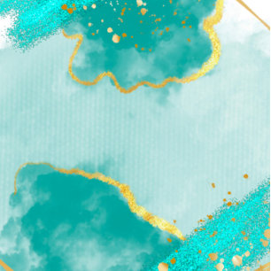 Agate Blauwgroen en Gold Geometric Glitter Wedding Kaart