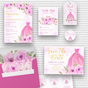 Cartons Réponse Plutôt rose Floral et Calligraphie