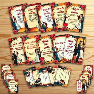 Invitation Retro Romantique Mariée Et Mariage De Danse De La 