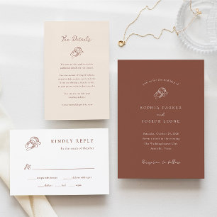 Cartons Réponse Mariage Brown minimaliste en fer à cheval   Choix 