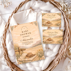 Western Desert Saddle Baby Shower Kaart