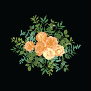 Invitation Pêche & Black Peony & Rose Floral Mariage