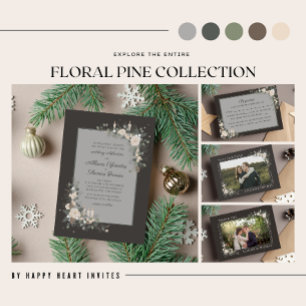 Invitation Floral Pine vacances bougie Mariage de Noël
