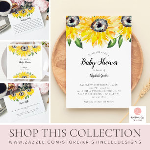 Budget Sunflower Baby shower Elegant Script Chic