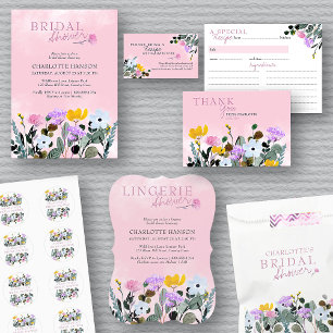Invitation Pelouse fleur sauvage jolie rose Lingerie Douche