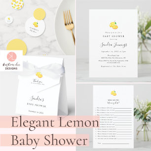 Elegant Lemon Baby shower Diaper Raffle Simple All In One Uitnodiging