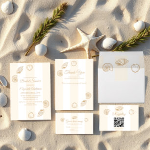 Invitation Coquillages et cloches de mariage Baby Shower