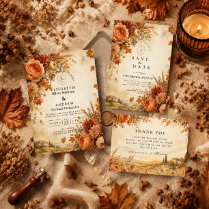 Invitation Mariage rustique d'automne intemporel