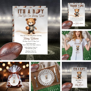 Invitation Boy Bearly Wait Baby shower de football américain
