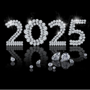 Décoration En Céramique Diamants brillants Nouvel An 2025 Luxe