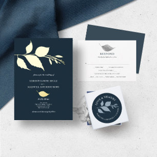 Invitation En Aluminium Dîner de répétition Mariage bleu de minuit