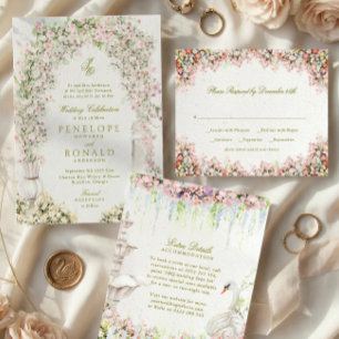 Invitation Mariage royal Floral Vintage arch français de jard