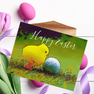Cartes Pour Fêtes Annuelles Boule de golf Happy Pâques avec oeuf de Pâques sur