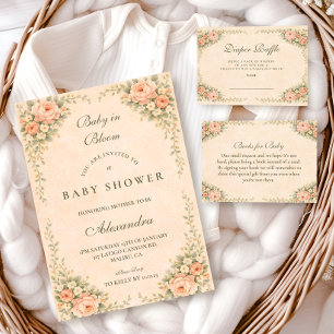 Invitation Fête de Naissance Florale Blush Sage