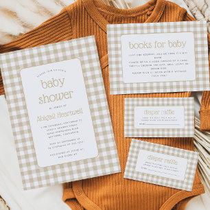 Invitation Baby shower chèque En vichy beige