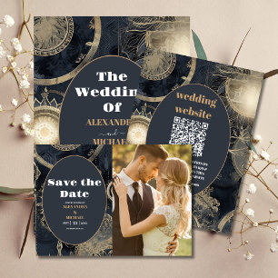 Save The Date Photo Elegant Mariage céleste Silver Gold