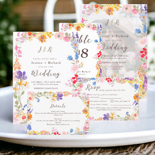 Invitation Boho jardin été floral 2 photo initiales mariage