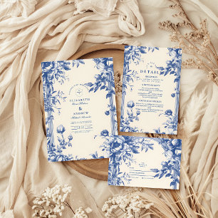 Save The Date Mariage Floral Bleu Victorien