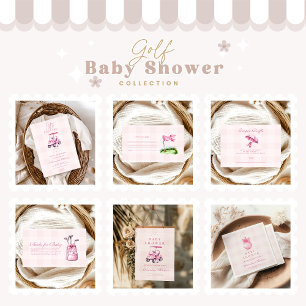 Invitation Baby shower de golf de fille rose