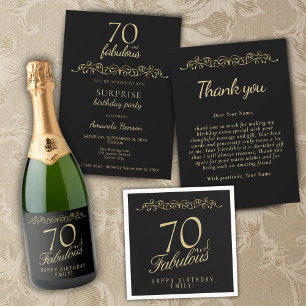 Invitation Elégant 70 et Fabuleux Ornement 70e Anniversaire