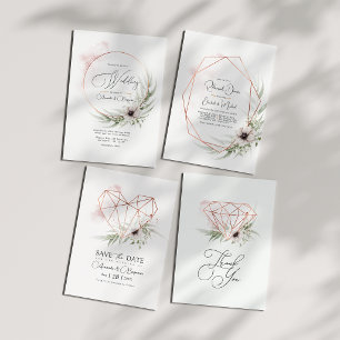 Invitation Elégance rustique Vert & cuivre Mariage QR Code