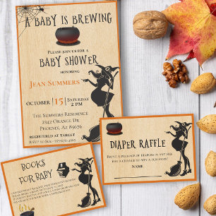 Carte D'accompagnement Chauffage Raffle bébé brassage sorcière Halloween