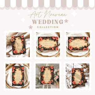 Carte De Remerciements Whimsical Floral Mariage Art Nouveau