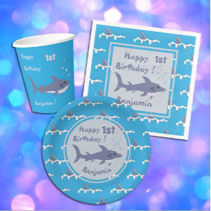 Serviette En Papier Thème de requin 1er Anniversaire Papier serviettes