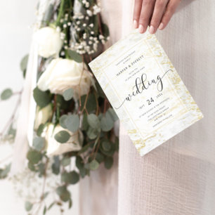 Invitation Marbres modernes en Océan avec Mariage Gold Circle