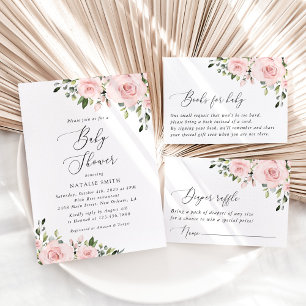 Invitation Fleurs Rouges, Fleurs Roses, Boho, Baby shower