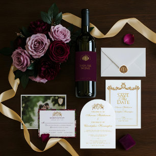 Save The Date Imaginaire médiéval Royal Muse Mariage de prune or