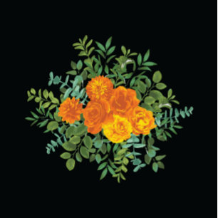 Invitation Orange & Black Gothique Peony & Rose Floral Mariag