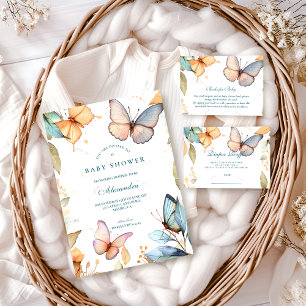 Invitation Baby Shower Papillon Aquarelle Douce
