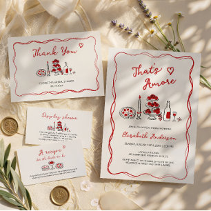 Invitation C'est l'Amour Mariage Italien Rouge Dessiné à la M