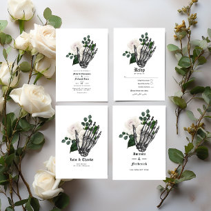 Invitation Code QR du Mariage gothique floral blanc