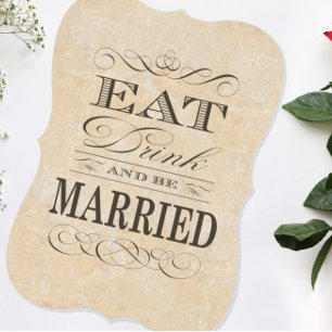 Invitation Vintage Mangez Boire et être marié Chalkboard