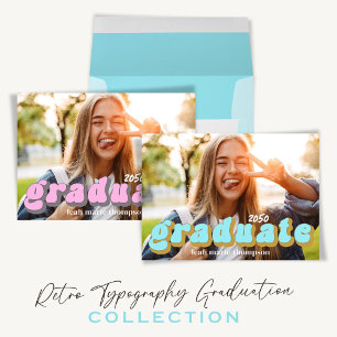 Invitation Typographie des diplômés Photo QR Code Médias soci