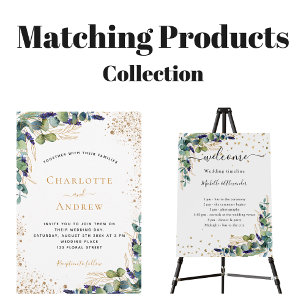 Invitation Eucalyptus vert code QR RSVP mariage de luxe