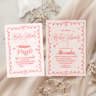 Invitation Baby shower minimaliste à griffes roses