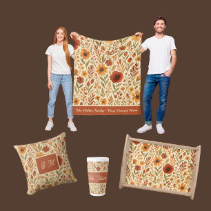 Rustieke Herfst herfst Vibes & Floral Monogram Kussen