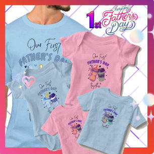 Eerste Vaderdag Samen Matching Outfit / Blauw Romper