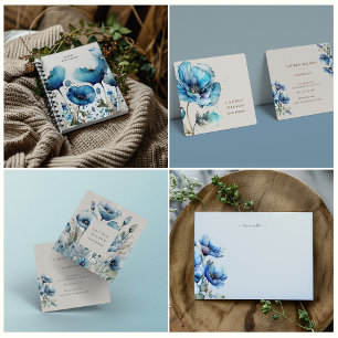 Blue Poppy Floral Élégant certificat cadeau