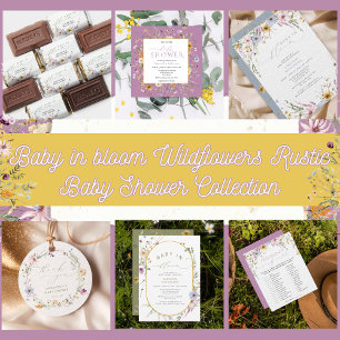 Invitation Bébé en fleur violet Fleur sauvage Baby shower fil