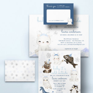 Carte D'accompagnement Demande de Baby shower de neige hivernale