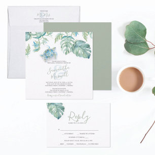 Code QR faire-part de mariage Tortue de mer tropic