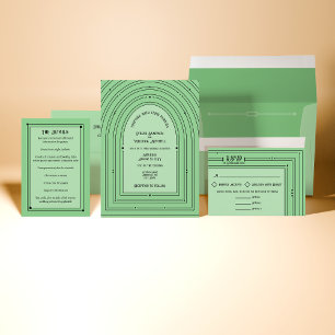 Invitation Mariage Vintage Arch Pale Vert Retro Inspiré