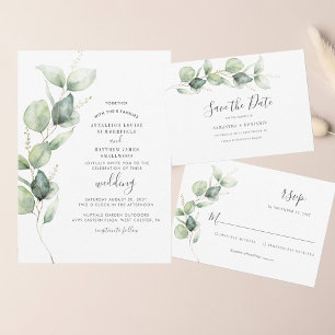 Carte De Placement Mariage moderne Eucalyptus verdure Succulent